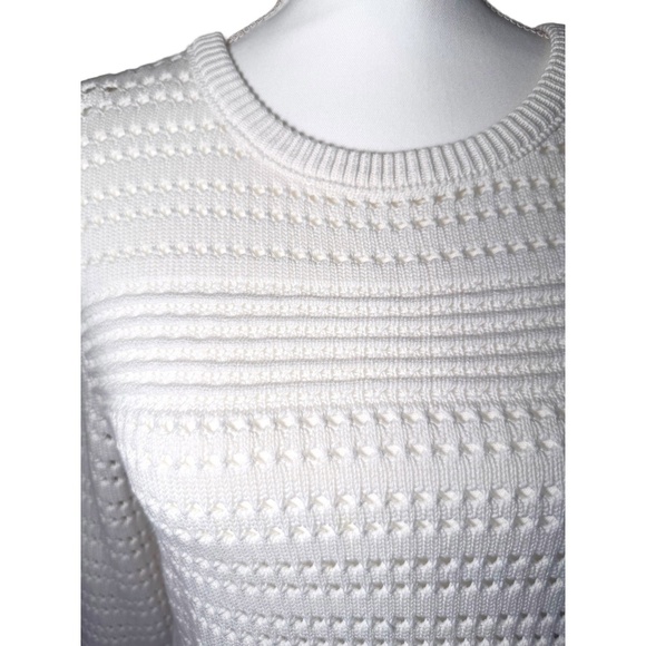 Tory Burch White Cotton Open Knit Sweater  Size Small - Picture 3 of 6